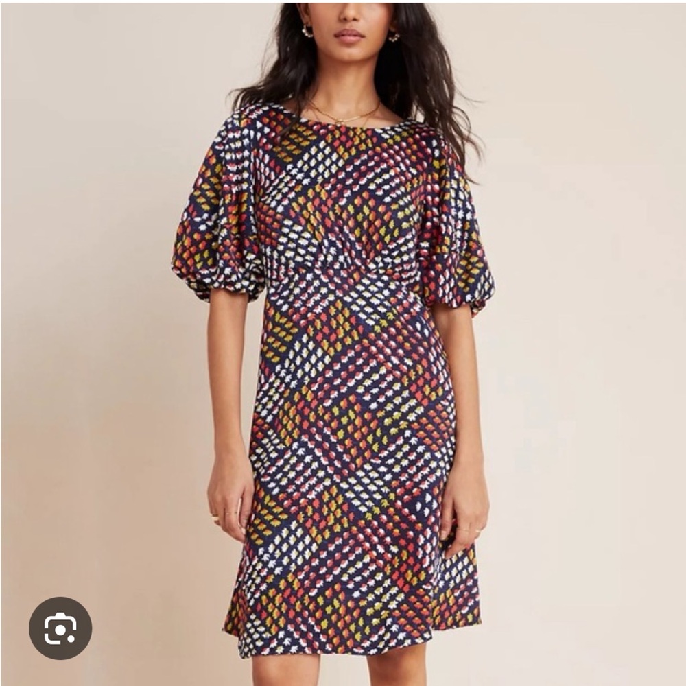 Maeve Melody Mini Dress - Red, Blue, Yellow Pattern